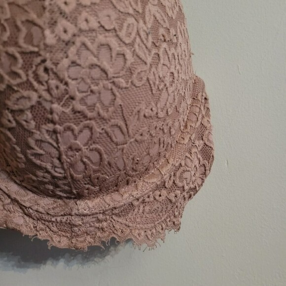 Aerie Women's Real Power Plunge Lace Bra Padded Mauve Pink Size 32DD - Picture 4 of 10